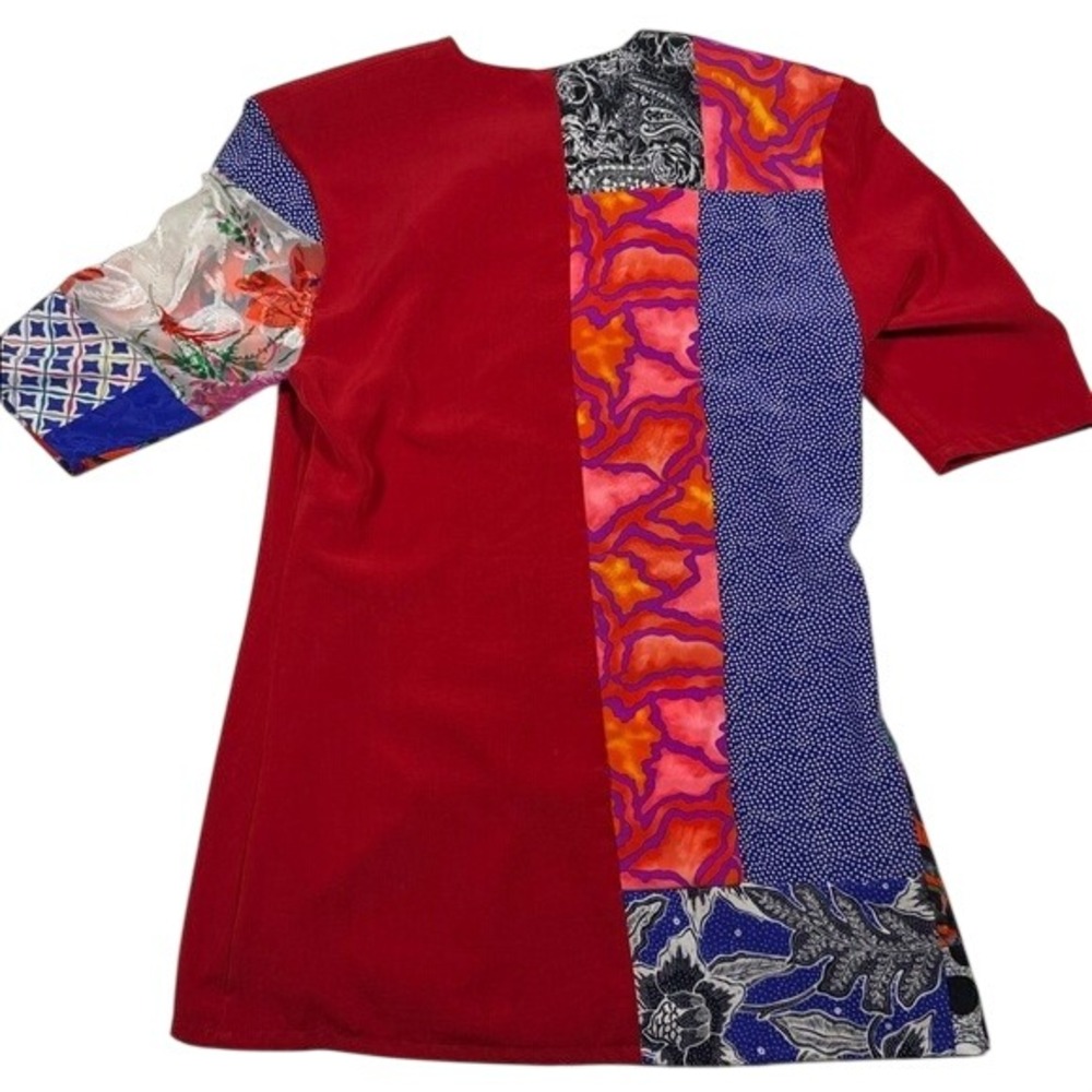 Maggie Shepherd Australia Red‎ Patchwork Mixed Print Button Front Top Womens S - Picture 3 of 7